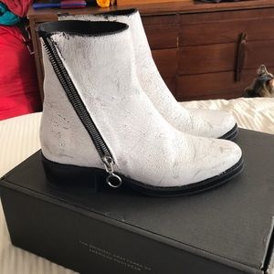 White distressed leather Frye boots